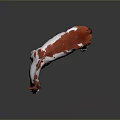 Red and White Horse With Head Down Sniffing On Reflective Gray Ground