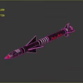 Military Rocket Weapon With Black Body Red Tip And Tail Fins Design