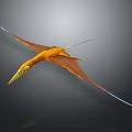 Flying Orange Pterosaur With Long Beak Long Tail And Extended Wings In Prehistoric Sky