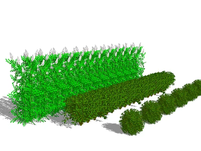 Ornamental Green Shrubs for Garden Landscaping with Hedge and Round Bushes 3d model