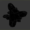 Red Crystal Stone with Shiny Polyhedral Shape on Gray Background Surface