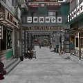 Traditional Chinese Commercial Street Featuring Hongqiao Town Market Shop Signs And Architecture