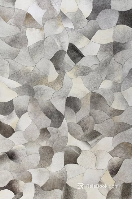 Modern Square Rug with Abstract Irregular Geometric Patterns in Neutral Gray and Beige Tones 3d model 