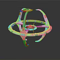 White Circular Mechanical Structure Model With Support Arms And Inner Details
