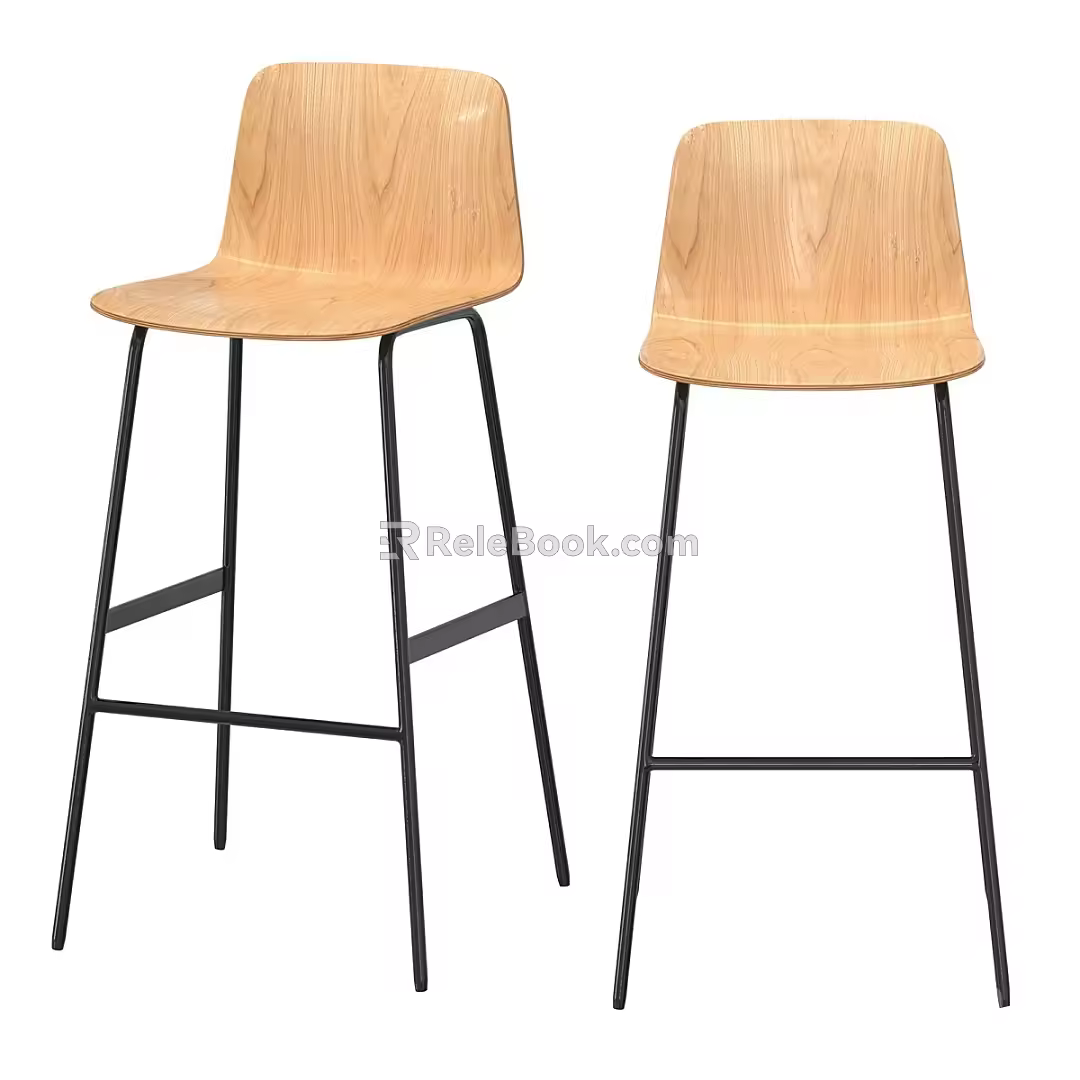 Nordic Simple Bar Stool 3d model