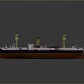 Detailed Battleship Scale Model With Turrets Smokestacks Masts And Deck Structure 3d model