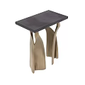 Modern Elegant Side Table With Dark Surface Top And Golden Curved Sculptural Legs Design