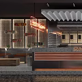 Bacong Burger Restaurant Interior With Neon Sign Stainless Steel Counter And Wooden Accents