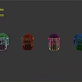 Weapon Helmets in Green Red Black Blue with Protective Masks and Reflective Surface