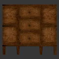 Vintage Wooden Chest of Drawers with Three Drawers Open Shelves and Wooden Legs