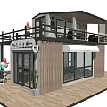 Modern Two Story Container Building Cafe With Balcony Glass Windows And Decorations