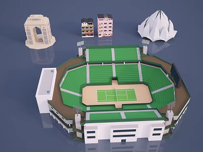 Modern Gymnasium Building Cartoon Sports Field Gymnasium 3d model
