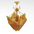 Elegant Intricate Golden Chandelier With Woven Openwork Structure And Decorative Ball