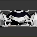 Futuristic Sleek Race Car with White Blue Body Transparent Cockpit and Aerodynamic Design