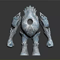 Giant Blue Game Movie Character With Crystal Rock Texture And Hollow Body