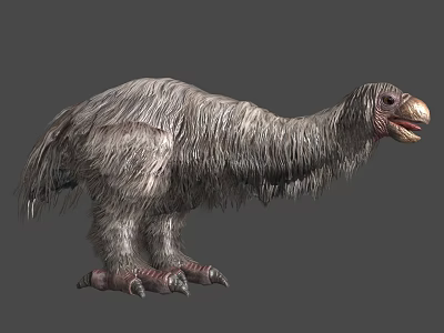 Prehistoric Reptile With Long Neck Shaggy Body Large Beak And Sturdy Claws 3d model