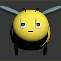 Cute Cartoon Bee Character With Yellow Black Stripes Blue Wings And Sad Expression 3d model