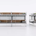 Three Modern Bunk Beds With Metal Frames Wooden Boards And Safety Rails