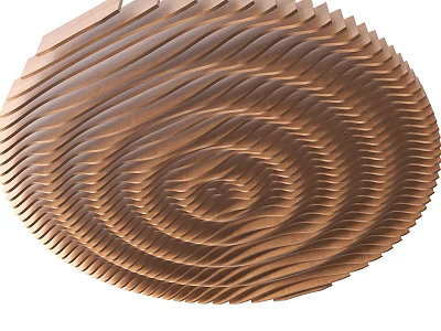 Elegant Modern Circular Ceiling Design With Wavy Layered Wooden Texture Pattern 3d model