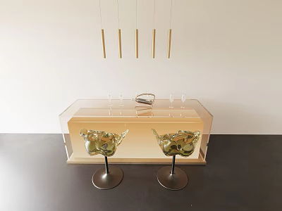 Modern Dining Table And Chair Set With Wooden Top And Metal Legs Design 3d model