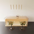 Modern Dining Table And Chair Set With Wooden Top And Metal Legs Design