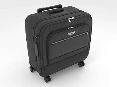 Black Hard Shell Suitcase With Telescopic Handle Rolling Wheels And Zipper Pockets 3d model