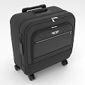 Black Hard Shell Suitcase With Telescopic Handle Rolling Wheels And Zipper Pockets