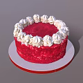 Delicious Red Velvet Cake With White Frosting Swirls On Round Plate