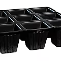 Black Ceramic Vessels with Multiple Compartments and Vertical Stripe Texture for Home Planting 3d model