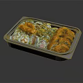 Assorted Sushi Platter With Various Rolls Crispy Tempura And Fresh Toppings 3d model