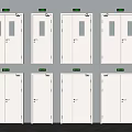 Wall Mounted White Doors With Green Indicators And Various Designs 3d model