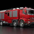 Red Fire Truck With Ladder And Emergency Equipment For Rescue Operations