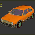 Orange Classic Hatchback Car With Retro Design And Shiny Exterior