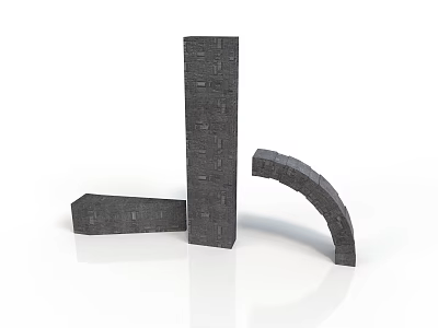 Architectural Brick Structures Featuring Vertical Horizontal And Curved Brick Components 3d model