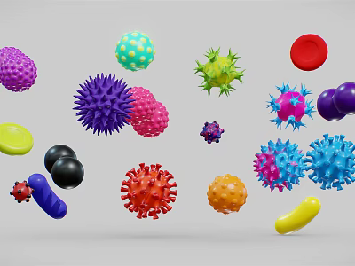 Medical Devices Featuring Colorful Virus and Bacteria Models for Research Education 3d model