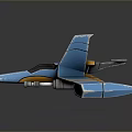 Sci Fi Aircraft Model With Blue And Yellow Streamlined Wings And Futuristic Design
