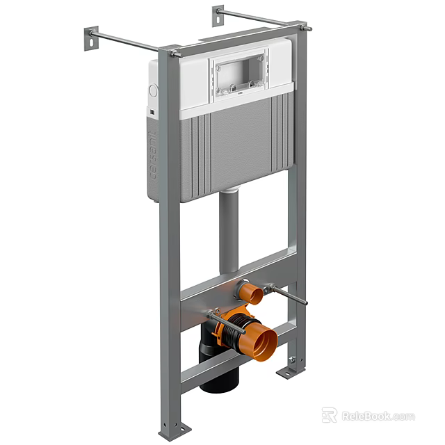 Industrial Equipment with Metal Frame Gray Panel and Orange Components Mounting Bracket for Stable Support 3d model 