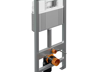 Industrial Equipment with Metal Frame Gray Panel and Orange Components Mounting Bracket for Stable Support 3d model