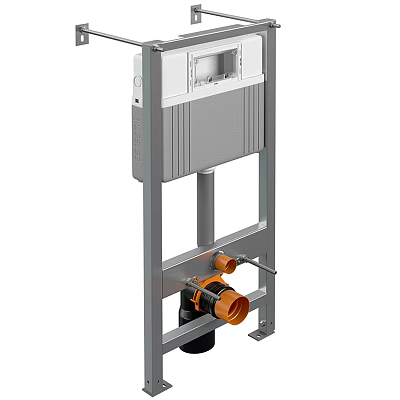 Industrial Equipment with Metal Frame Gray Panel and Orange Components Mounting Bracket for Stable Support 3d model