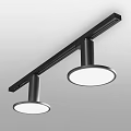 Modern Black Track Mounted Downlights Spotlights With Round White Light Panels 3d model