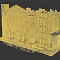 Detailed Architectural Model of Red Brick Classical Building With Decorative Facade and Vines