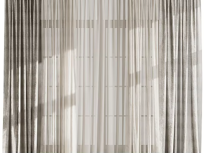 Elegant Double Layer Beige Sheer Curtains With Light Filtering And Soft Texture For Modern Home 3d model