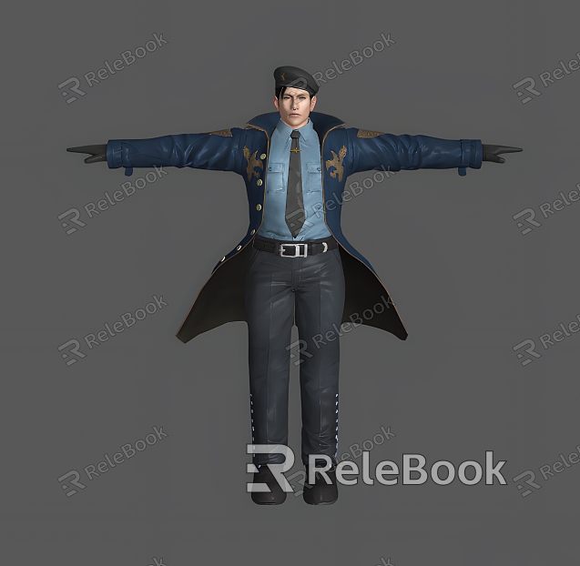 Police Man Male Police Uniform Police Pants Jacket Hat Tie Foreigner Uniform model