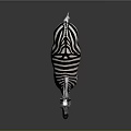 Standing Zebra With Black And White Stripes On Gray Background 3d model