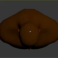 Realistic 3D Male Character Bust Sculpture With Bald Head Muscular Chest And Shiny Surface Reflection