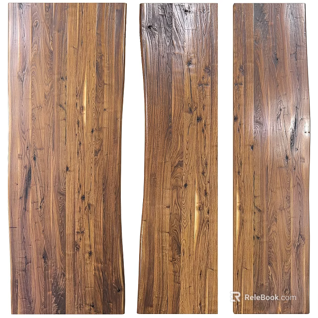 Dining Table With Rich Natural Wood Grain From Solid Walnut Planks 3d model 