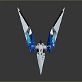 Futuristic Sci Fi Aircraft With Blue Wings And White Sleek Aerodynamic Body Design
