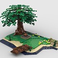 LEGO toy blocks forest plants grass green bridge 3d model