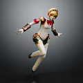 Smart Machine Female Like 3D Model With Golden Hair Red Bow And Dynamic Pose