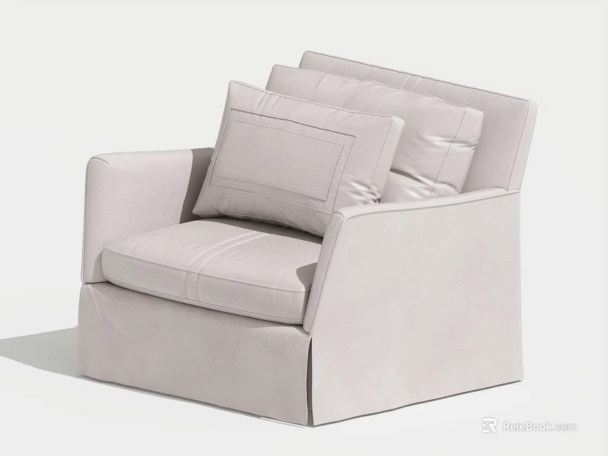 Modern Light Colored Armchair With Soft Cushions And Minimalist Upholstered Design 3d model 